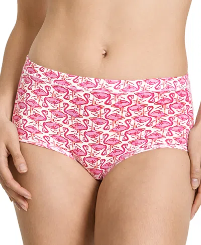 Jockey Cotton Stretch Brief 1556, Available In Extended Sizes In Flamingo Pink Geo