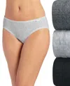 Jockey Elance Bikini Underwear 3 Pack 1489 In Grey Heather,charcoal Grey Heather,black