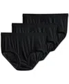 Jockey Elance Breathe Brief 3 Pack Underwear 1542, Extended Sizes In Black,black,black