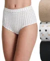 Jockey Elance Breathe Brief 3 Pack Underwear 1542, Extended Sizes In Light,simple Dot,black