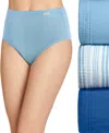 Jockey Elance Brief 3 Pack Underwear 1484, 1486 Extended Sizes In Blue