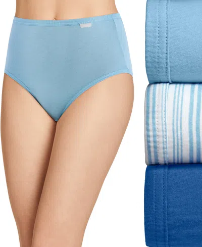 Jockey Elance Brief 3 Pack Underwear 1484, 1486 Extended Sizes In Blue