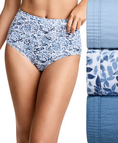 Jockey Elance Brief 3 Pack Underwear 1484, 1486 Extended Sizes In Blue