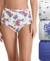 Jockey Elance French Cut 3 Pack Underwear 1485 1487, Extended Sizes In Future Dusk,brush Dot Grape-print,floral