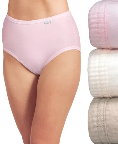 Jockey Elance Brief 3 Pack Underwear 1484, 1486 Extended Sizes In Ivory,sand,pink Pearl