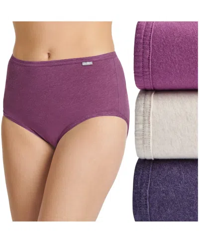 Jockey Elance French Cut 3 Pack Underwear 1485 1487, Extended Sizes In Oatmeal Heather,boysenberry Heather,perf