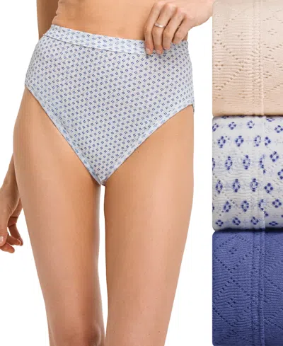 Jockey Elance Cotton French Cut Underwear 3-pk 1541, Extended Sizes In Blue
