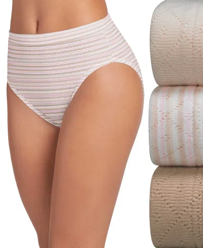 Jockey Elance Cotton French Cut Underwear 3-pk 1541, Extended Sizes In Sheer Nude,whisper Stripe,light