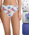 Jockey Elance French Cut 3 Pack Underwear 1485 1487, Extended Sizes In Future Dusk,brush Dot Grape-print,floral