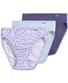 Jockey Elance French Cut 3 Pack Underwear 1485 1487, Extended Sizes In Midnight Iris,bouquet Bloom,frothy Blue