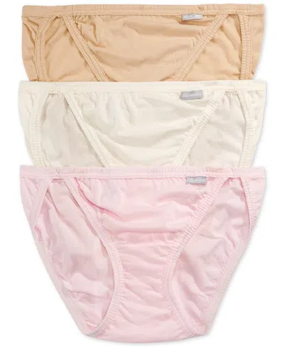 Jockey Elance String Bikini Underwear 3 Pack 1483 In Ivory,sand,pink Pearl