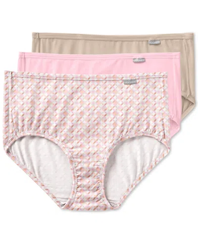 Jockey Elance Supersoft 3 Pack Cotton Brief Underwear 2073 In Pretty Pinwheel,egyptian Scroll,frosty P