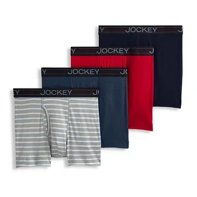 Jockey Everyday Casual Lightweight Cotton Blend Mens Boxer Briefs 2544 In Red