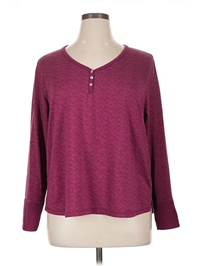 Pre-owned Jockey Long Sleeve Henley Shirt In Burgundy