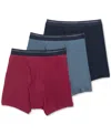 Jockey Men's 3-pack Classic Cotton Boxer Briefs In Red,blue Assorted