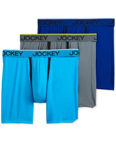 Jockey Men's Chafe Proof Pouch Microfiber 7" Boxer Brief In Blue Jay,iron Grey,bright Aqua