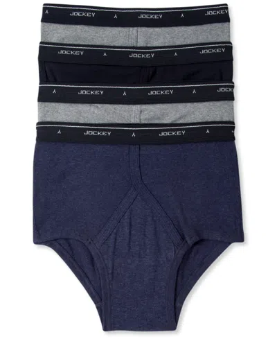 Jockey Men's Classic Collection Full-rise Briefs 4-pack Underwear In Black,grey Heather