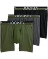Jockey Men's Infinite Cool 3-pk. Stretch Moisture-wicking Solid Boxer Briefs In Black Assorted