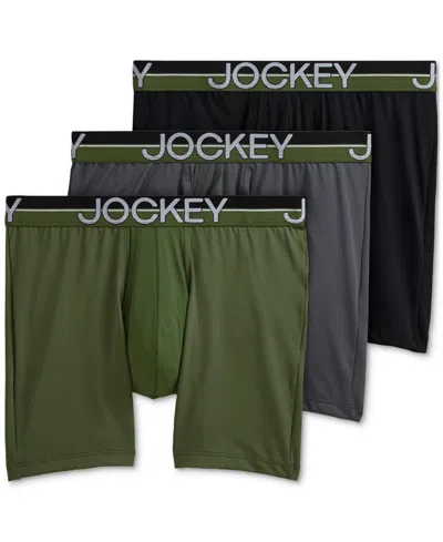 Jockey Men's Infinite Cool 3-pk. Stretch Moisture-wicking Solid Boxer Briefs In Black Assorted