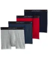 Jockey Men's  Lightweight Cotton Blend 5" Boxer Briefs, Pack Of 4 In Navy Heather,racing Red,rough Blue,quart