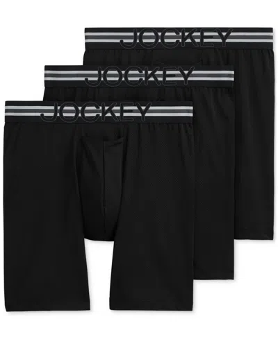 Jockey Men's Stability Pouch Stretch 9" Long Leg Boxer Brief In Black