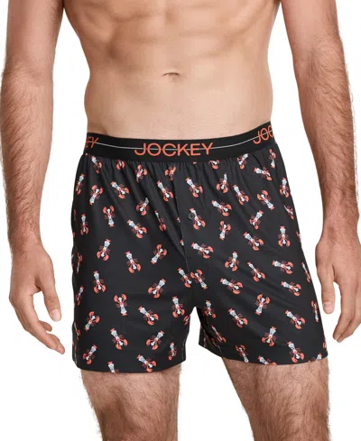 Jockey Men's Stretch Moisture-wicking Boxers In Black