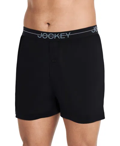 Jockey Men's Stretch Moisture-wicking Boxers In Black