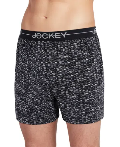 Jockey Men's Stretch Moisture-wicking Boxers In Funky Black  White