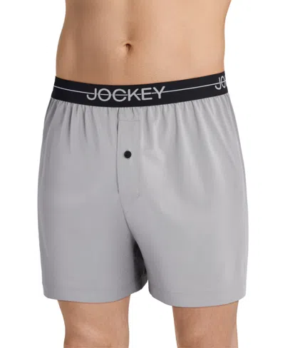 Jockey Men's Stretch Moisture-wicking Boxers In Quartz Grey