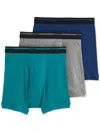 Jockey Mens 3 Pack Full Rise Boxer Briefs In Multi