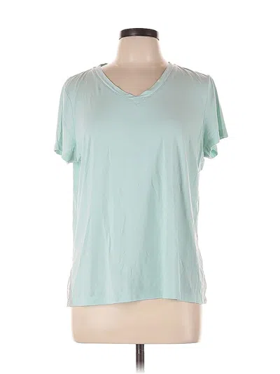 Pre-owned Jockey Short Sleeve Top Teal V Neck Tops In Blue