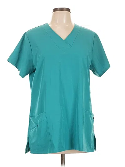 Pre-owned Jockey Short Sleeve Top Teal V-neck Tops