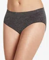 Jockey Smooth And Shine Seamfree Heathered Hipster Underwear 2187, Available In Extended Sizes In Black Heather