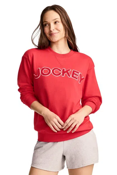 Jockey Unwind Lounge Crew Sweatshirt In Dragonfruit Red