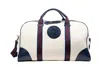 Jocosa Blue / White Weekend Bag - Ivory & Navy With Navy - Bordeaux Strap