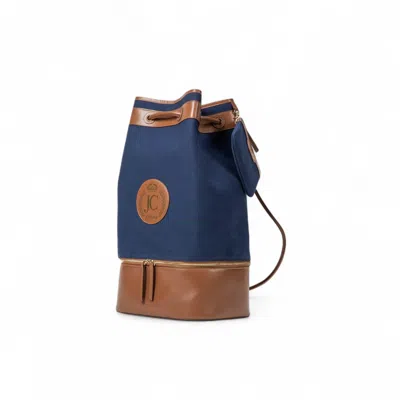 Jocosa Men's Blue / Brown Drawstring Tennis Bag - Navy & Camel
