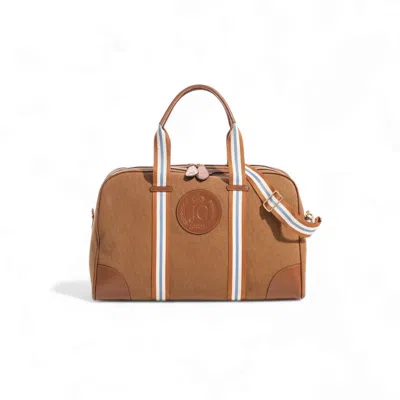 Jocosa Men's Brown Daily Sport Bag - Camel & Camel With Sky Blue-white Strap