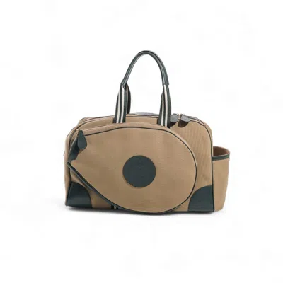 Jocosa Men's Green / Grey Tennis Bag - Khaki & Green With Green - White Strap