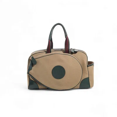 Jocosa Men's Tennis Bag - Khaki & Green With Green - Bordeaux Strap