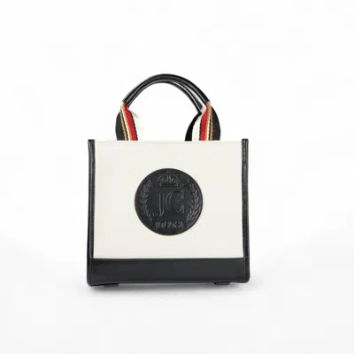 Jocosa Women's Black / White Mini Tote Bag - Ivory & Black With Black - Red Strap