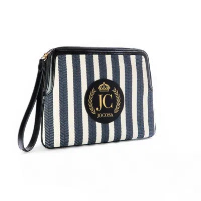 Jocosa Women's Black / White Stripe Clutch Bag - Black & White Stripes