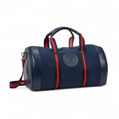 Jocosa Women's Blue Cylinder Bag - Navy & Red