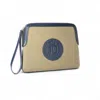 Jocosa Women's Blue / Grey Solid Clutch Bag - Khaki & Navy