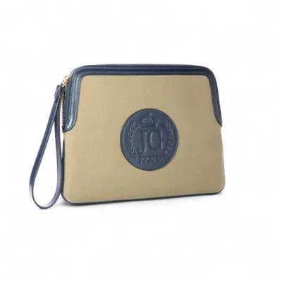 Jocosa Women's Blue / Grey Solid Clutch Bag - Khaki & Navy
