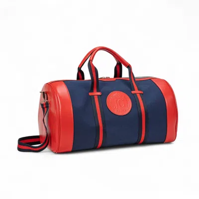 Jocosa Women's Blue / Red Cylinder Bag Navy Canvas Red Leather In Multi