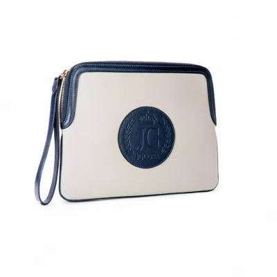 Jocosa Women's Blue / White Ivory Clutch Bag - Ivory & Navy