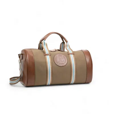 Jocosa Women's Brown Cylinder Bag Khaki Canvas Caramel Leather