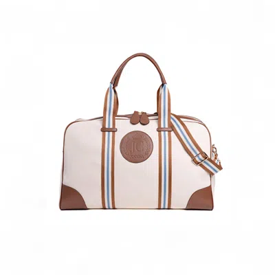 Jocosa Women's Brown Daily Sports Bag Ivory Canvas Caramel Leather