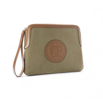Jocosa Women's Brown Solid Clutch Bag - Khaki & Camel