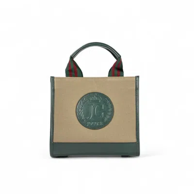 Jocosa Women's Green / Grey Mini Tote Bag - Khaki & Green With Green - Bordeaux Strap